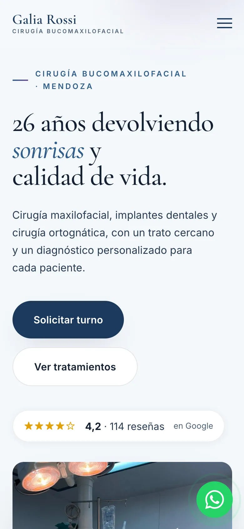 Inicio del sitio en un teléfono