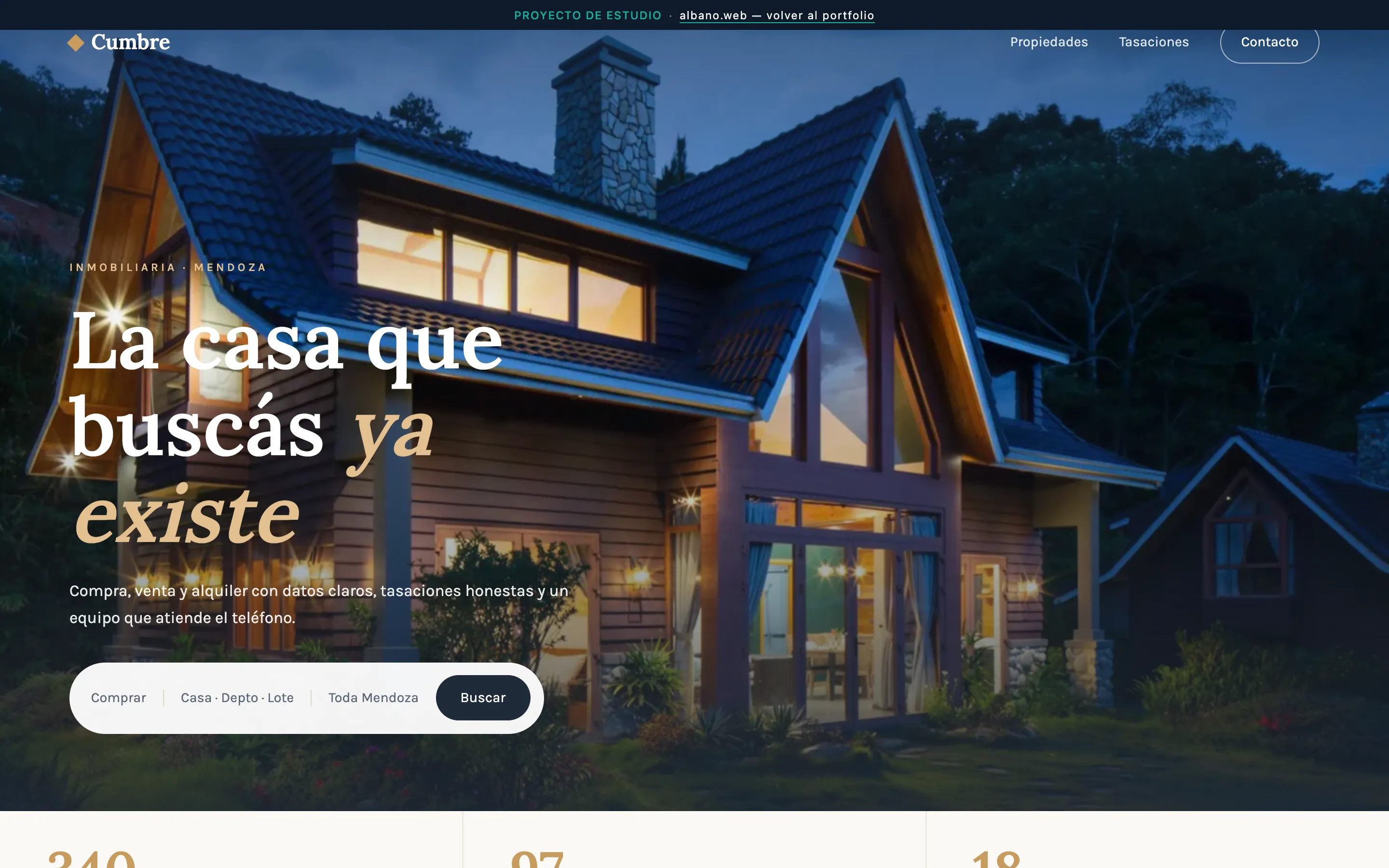 Home de la demo Cumbre Propiedades en desktop