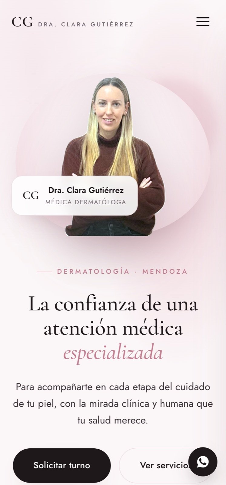 Versión para celular del sitio de Dra. Clara Gutiérrez